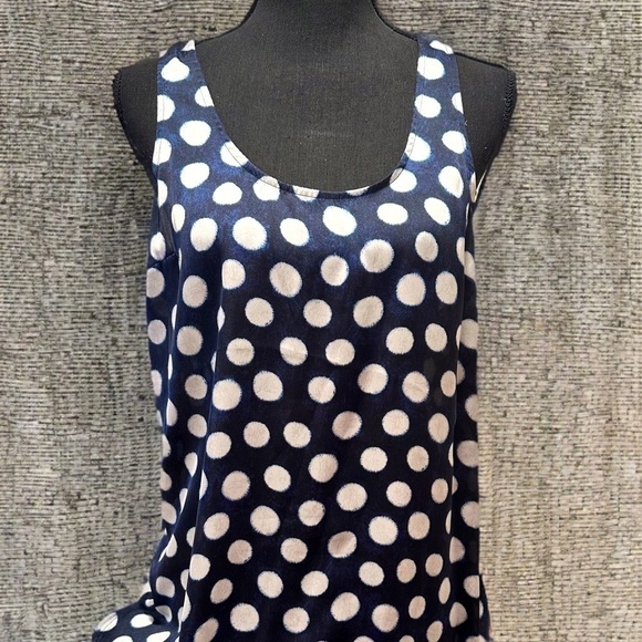 Michael Kors Tank Top Navy Blue White Polka Dot Scoop Neck Sleeveless Tunic - Picture 1 of 15